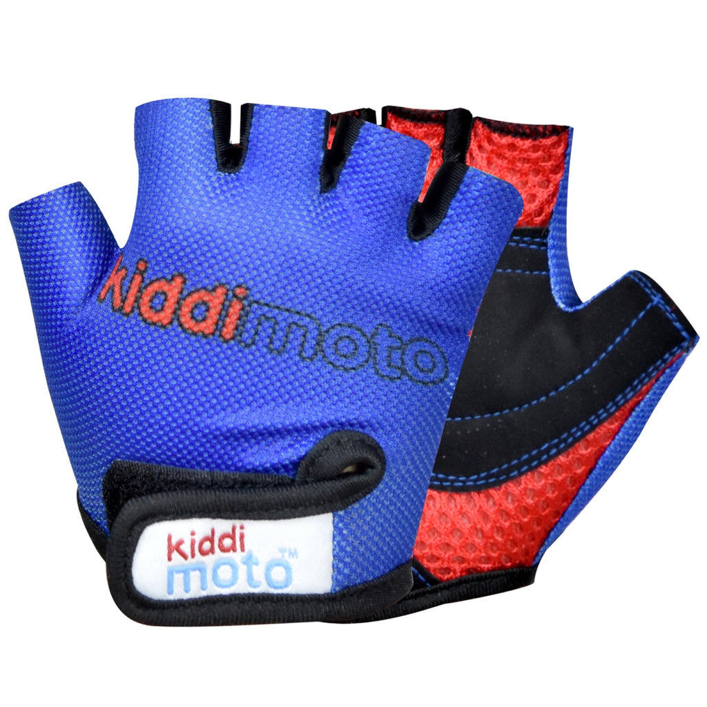 Blue kids half finger cycle gloves